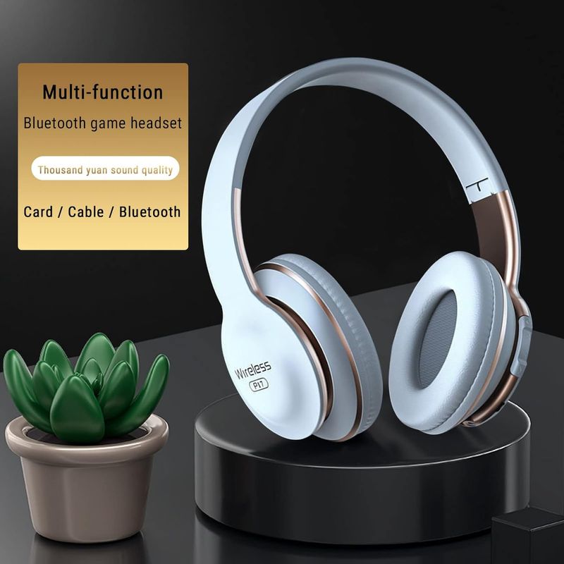 TV, Audio-Video si Foto - Portabile audio - Casti audio - Casti On Ear P17 By DolphinMC®, Wireless, Bluetooth, Microfon,, Quick Charge, Autonomie 15 ore, Alb-Auriu - Infinity.ro