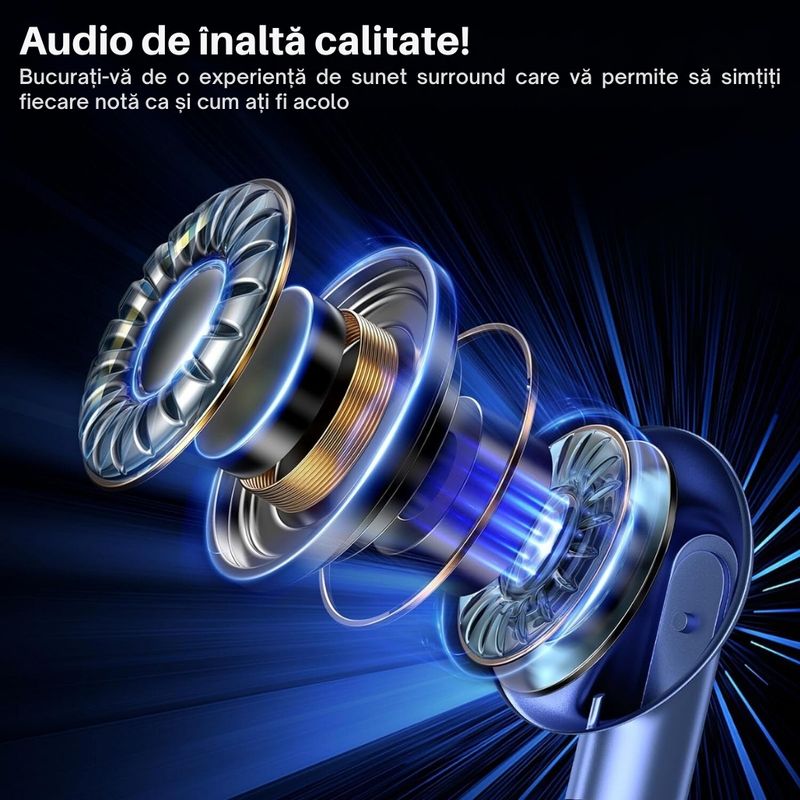 TV, Audio-Video si Foto - Portabile audio - Casti audio - Casti wireless, DolphinMC®,Bluetooth 5.3,  Reducere dubla a zgomotului, Incarcare wireless,  Autonomie 24 h, Alb - Infinity.ro