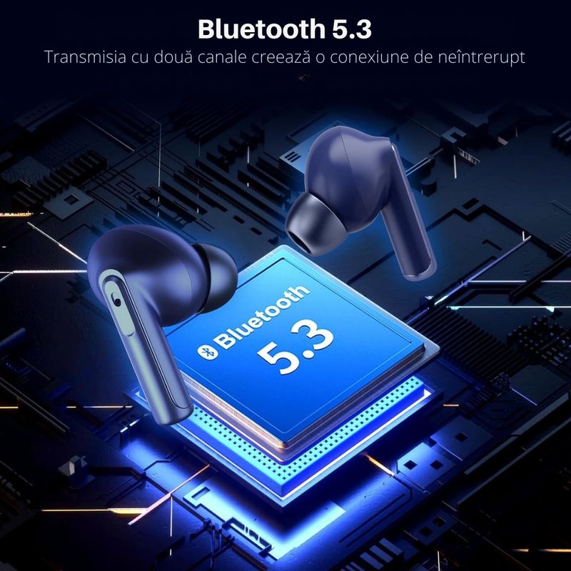 TV, Audio-Video si Foto - Portabile audio - Casti audio - Casti wireless, DolphinMC®,Bluetooth 5.3,  Reducere dubla a zgomotului, Incarcare wireless,  Autonomie 24 h, Alb - Infinity.ro