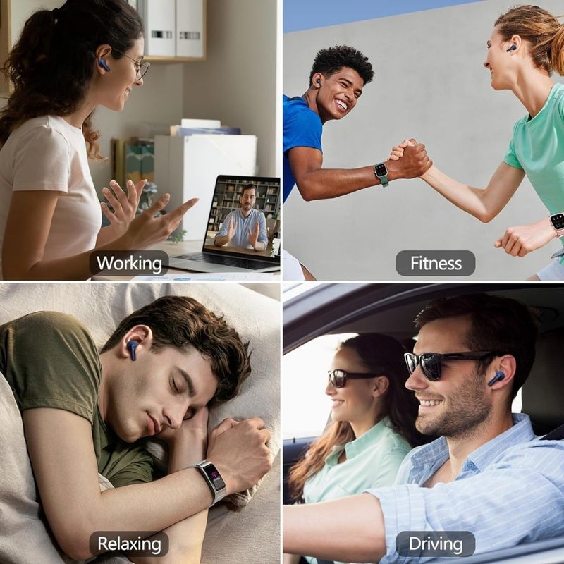 TV, Audio-Video si Foto - Portabile audio - Casti audio - Casti wireless, DolphinMC®,Bluetooth 5.3,  Reducere dubla a zgomotului, Incarcare wireless,  Autonomie 24 h, Alb - Infinity.ro