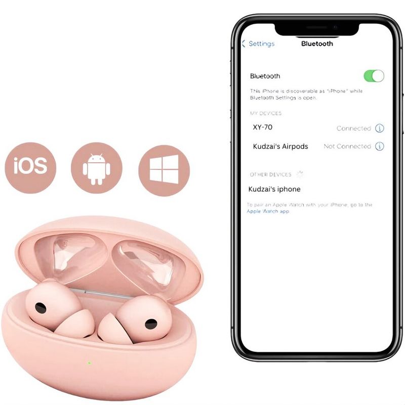 TV, Audio-Video si Foto - Portabile audio - Casti audio - Casti wireless, DolphinMC®,Bluetooth 5.3,  Reducere dubla a zgomotului, Incarcare wireless,  Autonomie 24 h, Roz - Infinity.ro