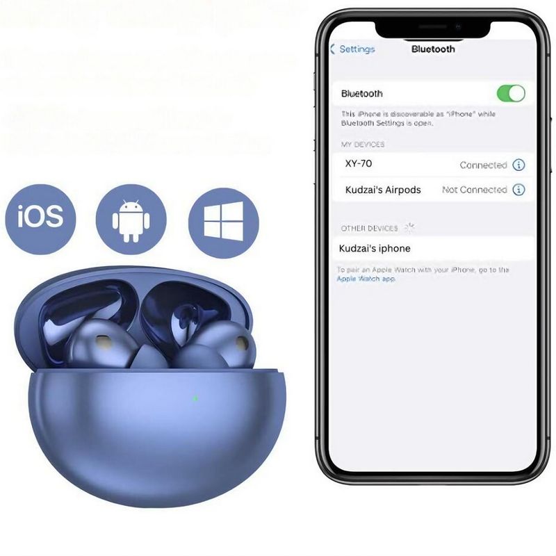 TV, Audio-Video si Foto - Portabile audio - Casti audio - Casti wireless, DolphinMC®,Bluetooth 5.3,  Reducere dubla a zgomotului, Incarcare wireless,  Autonomie 24 h, Albastru - Infinity.ro