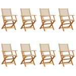 Casa si Gradina - Gradina si terasa - Mobilier exterior - Scaune si sezlonguri gradina - Scaune gradina pliabile 8 buc., bej, poliratan si lemn masiv - Infinity.ro