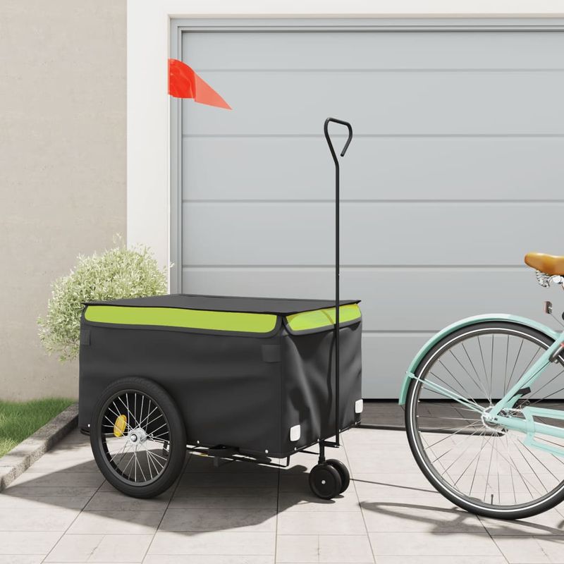 Sport si Outdoor - Ciclism - Accesorii pentru biciclete - Remorci biciclete - Remorca pentru biciclete, negru și verde, 45 kg, fier, mărime 137x68x59 cm - Infinity.ro