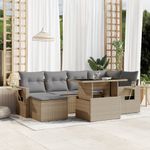 Casa si Gradina - Gradina si terasa - Mobilier exterior - Seturi mobila gradina - Set canapele de gradina, 7 piese, cu perne, bej, poliratan - Infinity.ro