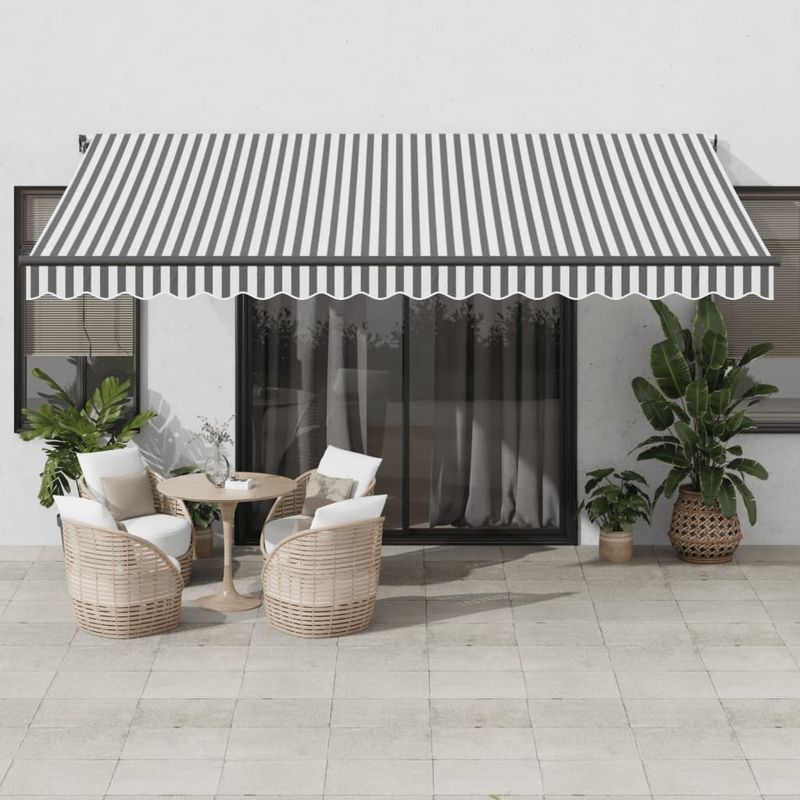 Casa si Gradina - Gradina si terasa - Umbrele si pavilioane - Umbrele - Copertina retractabila automat, antracit/alb, 450x300 cm - Infinity.ro