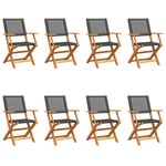 Casa si Gradina - Gradina si terasa - Mobilier exterior - Scaune si sezlonguri gradina - Scaune gradina pliabile 8 buc., negru, poliratan si lemn masiv - Infinity.ro