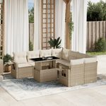 Casa si Gradina - Gradina si terasa - Mobilier exterior - Seturi mobila gradina - Set canapele de gradina, 9 piese, cu perne, bej, poliratan - Infinity.ro