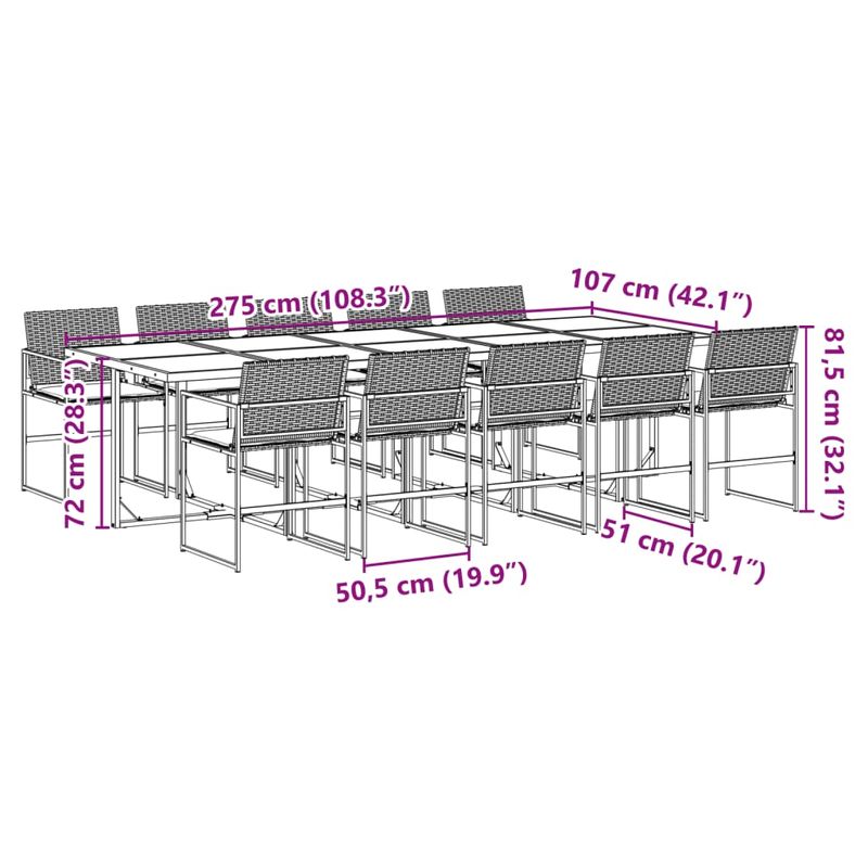 Casa si Gradina - Gradina si terasa - Mobilier exterior - Seturi mobila gradina - Set mobilier de exterior cu perne, 11 piese, negru, poliratan - Infinity.ro