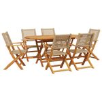 Casa si Gradina - Gradina si terasa - Mobilier exterior - Seturi mobila gradina - Set mobilier de gradina, 7 piese, bej, poliratan si lemn masiv - Infinity.ro