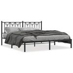 Casa si Gradina - Mobilier - Paturi si accesorii - Paturi - Cadru de pat metalic cu tablie, negru, 180x200 cm - Infinity.ro