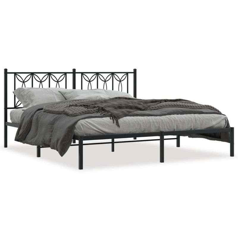 Casa si Gradina - Mobilier - Paturi si accesorii - Paturi - Cadru de pat metalic cu tablie, negru, 180x200 cm - Infinity.ro