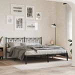 Casa si Gradina - Mobilier - Paturi si accesorii - Paturi - Cadru de pat metalic cu tablie, negru, 180x200 cm - Infinity.ro