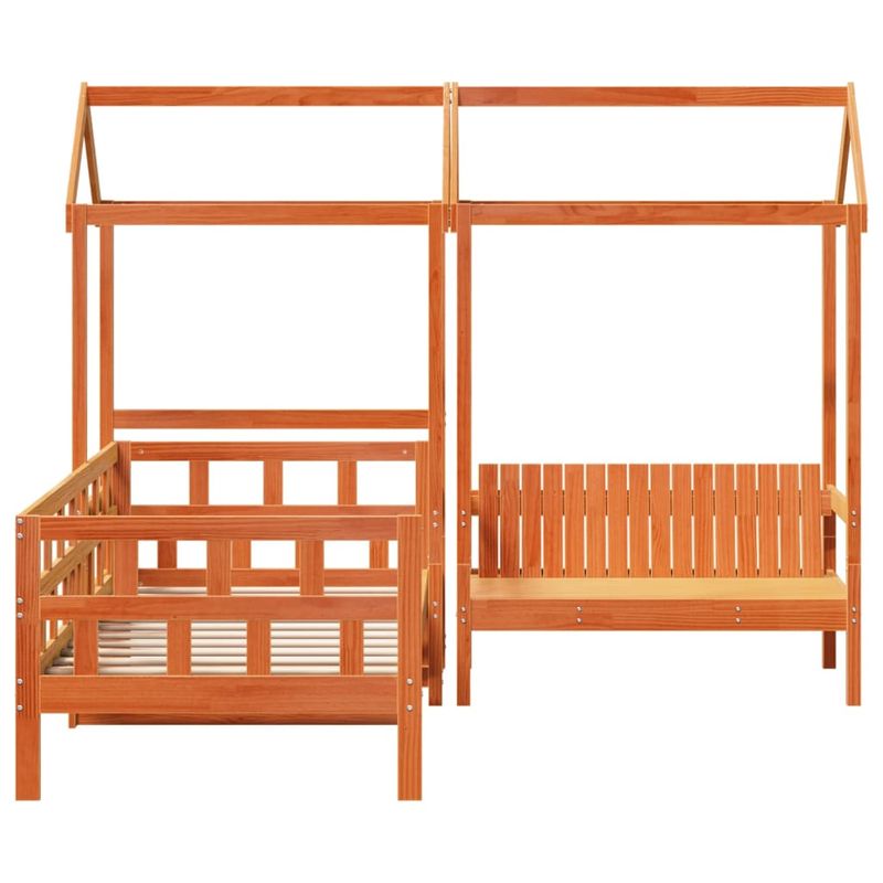 Casa si Gradina - Mobilier - Paturi si accesorii - Paturi - Set pat zi/banca acoperis maro ceruit 90x200cm lemn masiv pin - Infinity.ro