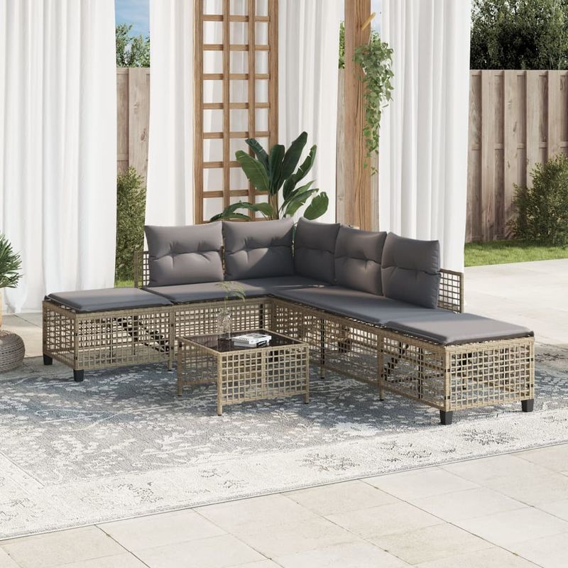 Casa si Gradina - Gradina si terasa - Mobilier exterior - Canapele si fotolii gradina - Set mobilier coltar de gradina cu perne 3 piese bej combinat poliratan - Infinity.ro