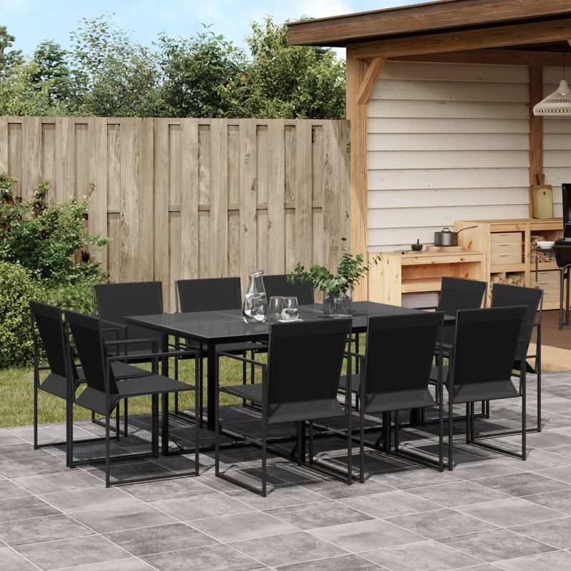 Casa si Gradina - Gradina si terasa - Mobilier exterior - Seturi mobila gradina - Set mobilier de gradina, 11 piese, negru, textilena - Infinity.ro