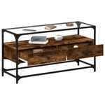 Casa si Gradina - Mobilier - Comode si corpuri - Comode - Dulap TV blat sticla stejar fumuriu 98x35x51 cm lemn prelucrat - Infinity.ro