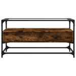 Casa si Gradina - Mobilier - Comode si corpuri - Comode - Dulap TV blat sticla stejar fumuriu 98x35x51 cm lemn prelucrat - Infinity.ro