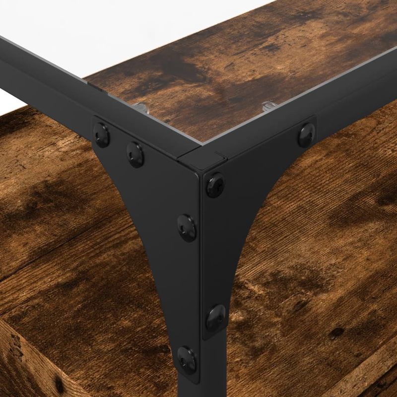 Casa si Gradina - Mobilier - Comode si corpuri - Comode - Dulap TV blat sticla stejar fumuriu 98x35x51 cm lemn prelucrat - Infinity.ro