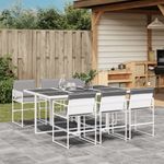Casa si Gradina - Gradina si terasa - Mobilier exterior - Seturi mobila gradina - Set mobilier de gradina, 7 piese, cu perne, alb, textilena - Infinity.ro