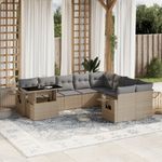 Casa si Gradina - Gradina si terasa - Mobilier exterior - Seturi mobila gradina - Set canapele de gradina cu perne, 10 piese, bej, poliratan - Infinity.ro