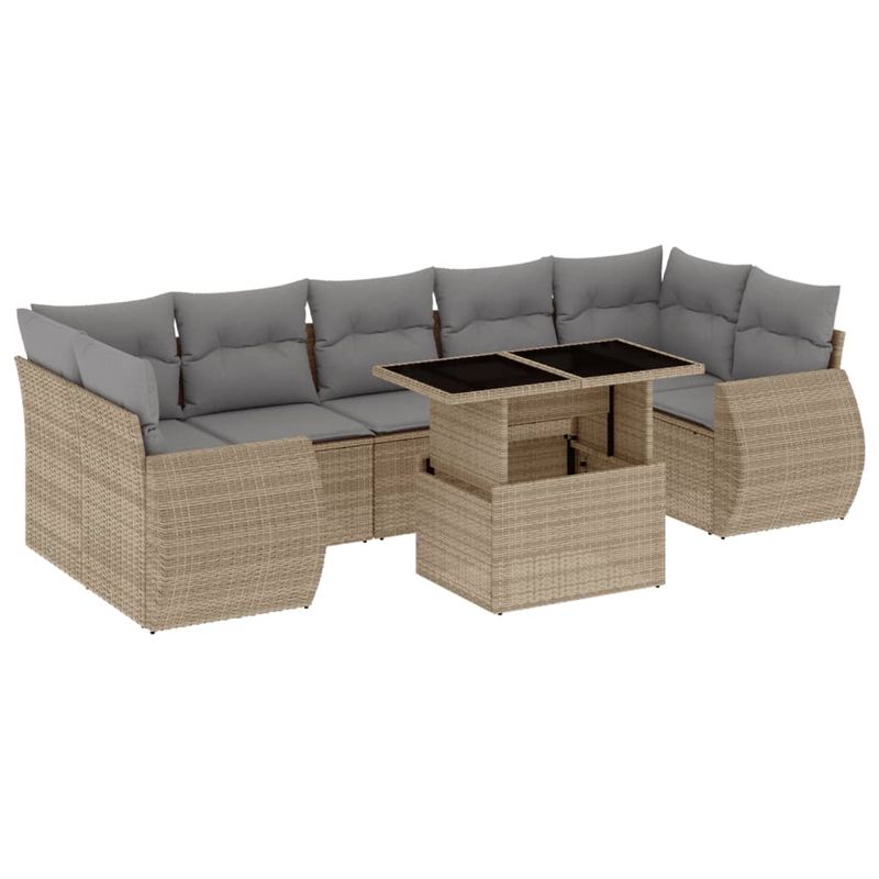 Casa si Gradina - Gradina si terasa - Mobilier exterior - Seturi mobila gradina - Set canapele de gradina, 8 piese, cu perne, bej, poliratan - Infinity.ro