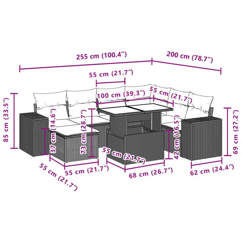 Casa si Gradina - Gradina si terasa - Mobilier exterior - Seturi mobila gradina - Set canapele de gradina, 8 piese, cu perne, bej, poliratan - Infinity.ro