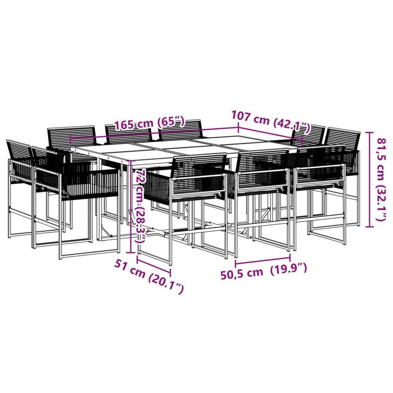 Casa si Gradina - Gradina si terasa - Mobilier exterior - Seturi mobila gradina - Set mobilier de exterior cu perne, 11 piese, negru, poliratan - Infinity.ro
