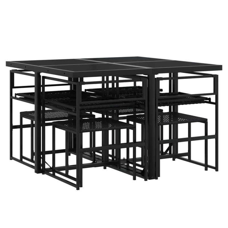 Casa si Gradina - Gradina si terasa - Mobilier exterior - Seturi mobila gradina - Set mobilier de gradina cu perne, 9 piese, negru, poliratan - Infinity.ro