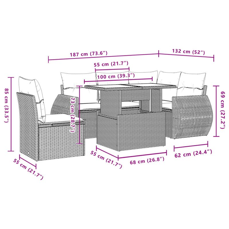 Casa si Gradina - Gradina si terasa - Mobilier exterior - Seturi mobila gradina - Set canapele de gradina cu perne, 6 piese, bej, poliratan - Infinity.ro