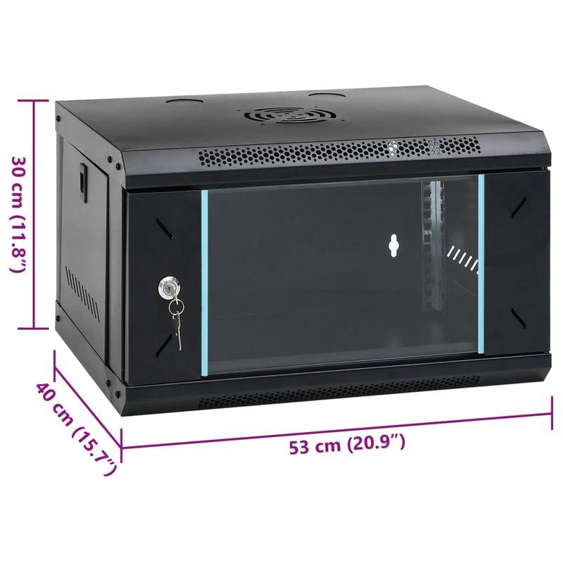 PC, gaming si accesorii - Servere - Cabinete metalice - Dulap de server montat pe perete, 6U, 19" IP20, 53x40x30 cm, negru - Infinity.ro