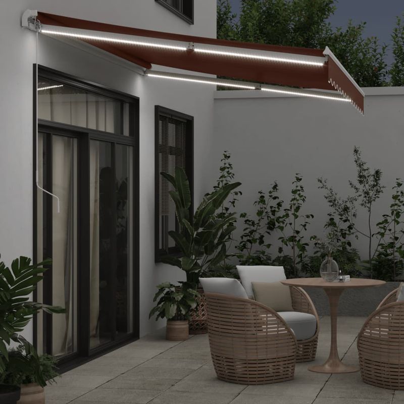 Casa si Gradina - Gradina si terasa - Umbrele si pavilioane - Umbrele - Copertina retractabila manual cu LED, maro, 350x250 cm - Infinity.ro