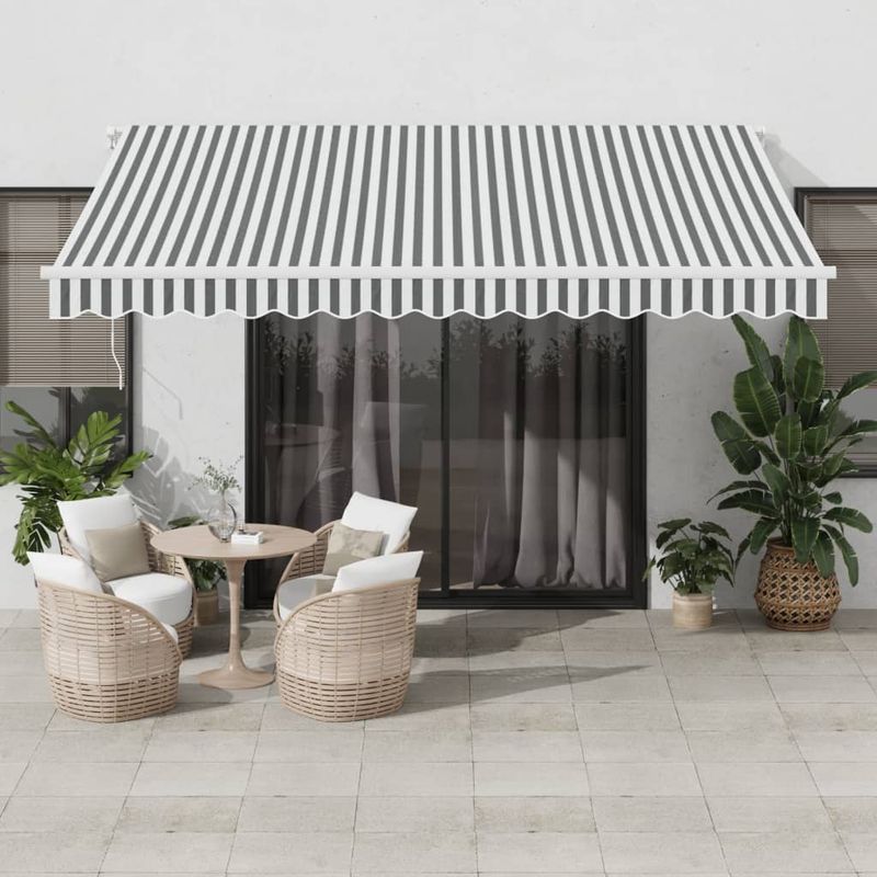 Casa si Gradina - Gradina si terasa - Umbrele si pavilioane - Umbrele - Copertina retractabila automat, antracit/alb, 400x350 cm - Infinity.ro