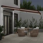 Casa si Gradina - Gradina si terasa - Umbrele si pavilioane - Umbrele - Copertina retractabila manual cu LED-uri, maro, 400x350 cm - Infinity.ro