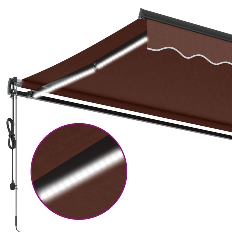 Casa si Gradina - Gradina si terasa - Umbrele si pavilioane - Umbrele - Copertina retractabila automat cu LED-uri, maro, 400x350 cm - Infinity.ro