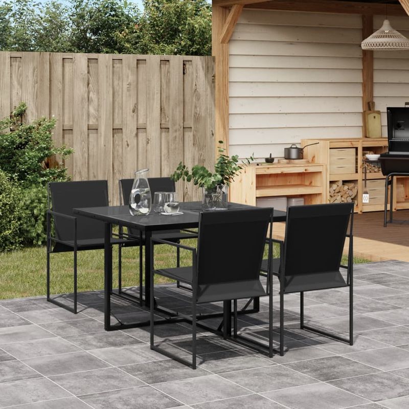 Casa si Gradina - Gradina si terasa - Mobilier exterior - Seturi mobila gradina - Set mobilier de gradina, 5 piese, negru, textilena - Infinity.ro