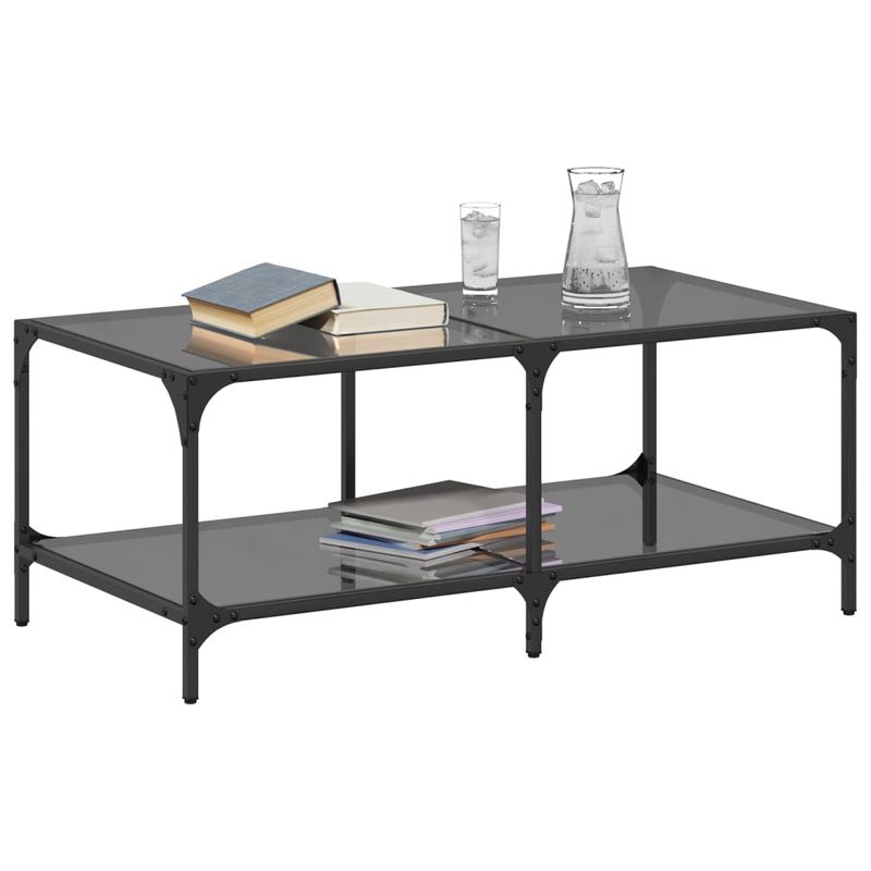 Casa si Gradina - Mobilier - Mese si birouri - Masute de cafea - Masuta de cafea cu blat din sticla neagra 98,5x50x40 cm otel - Infinity.ro