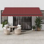 Casa si Gradina - Gradina si terasa - Umbrele si pavilioane - Umbrele - Copertina retractabila automat cu LED-uri, visiniu, 450x300 cm - Infinity.ro