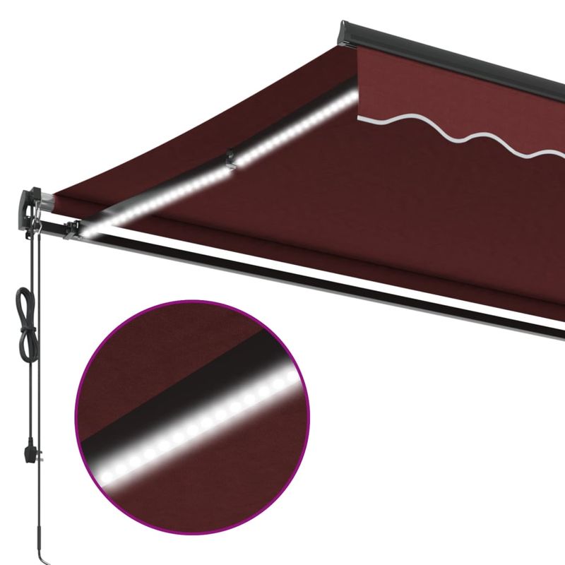 Casa si Gradina - Gradina si terasa - Umbrele si pavilioane - Umbrele - Copertina retractabila automat cu LED-uri, visiniu, 450x300 cm - Infinity.ro
