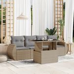 Casa si Gradina - Gradina si terasa - Mobilier exterior - Seturi mobila gradina - Set canapele de gradina cu perne, 5 piese, bej, poliratan - Infinity.ro