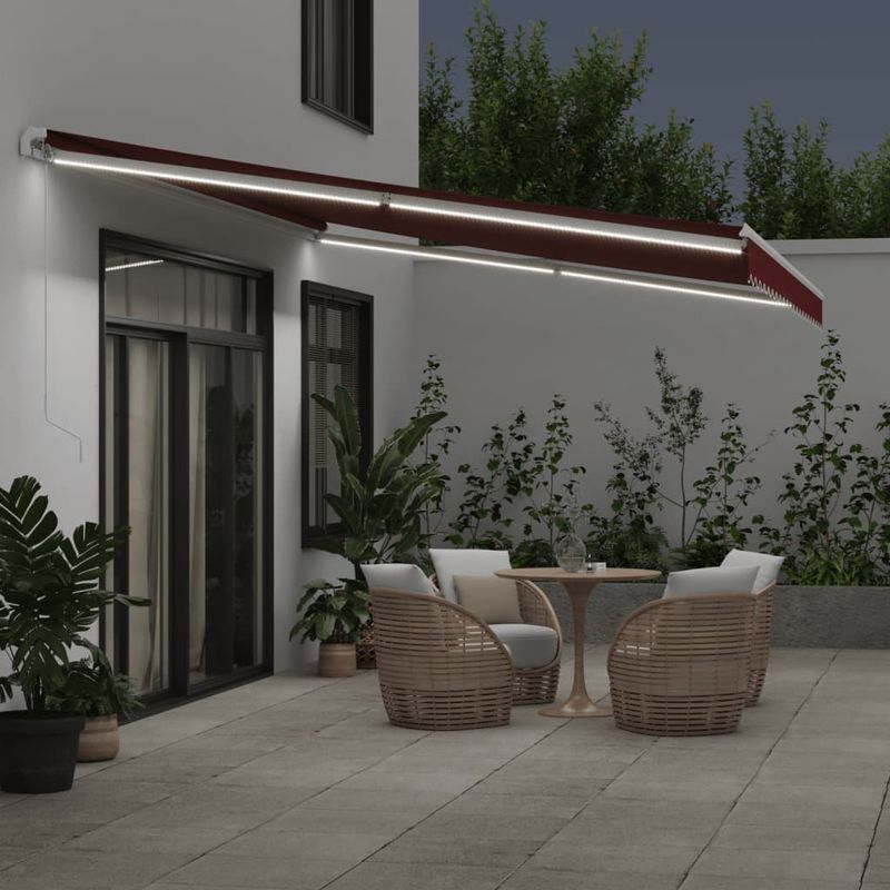 Casa si Gradina - Gradina si terasa - Umbrele si pavilioane - Umbrele - Copertina retractabila manual cu LED, visiniu, 500x350 cm - Infinity.ro