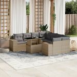 Casa si Gradina - Gradina si terasa - Mobilier exterior - Seturi mobila gradina - Set canapele de gradina, 9 piese, cu perne, bej, poliratan - Infinity.ro