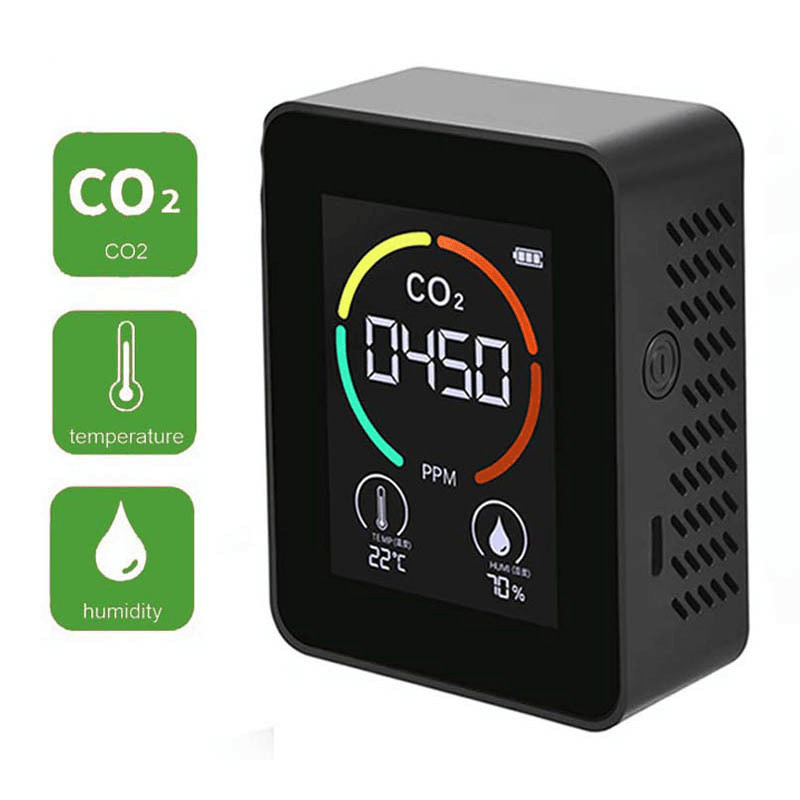 Casa si Gradina - Constructii - Scule electrice si accesorii - Aparate de masura - Aparat pentru masurarea calitatii aerului 3 in 1, detector CO2-dioxid de carbon, senzor temperatura si umiditate, Negru - Infinity.ro