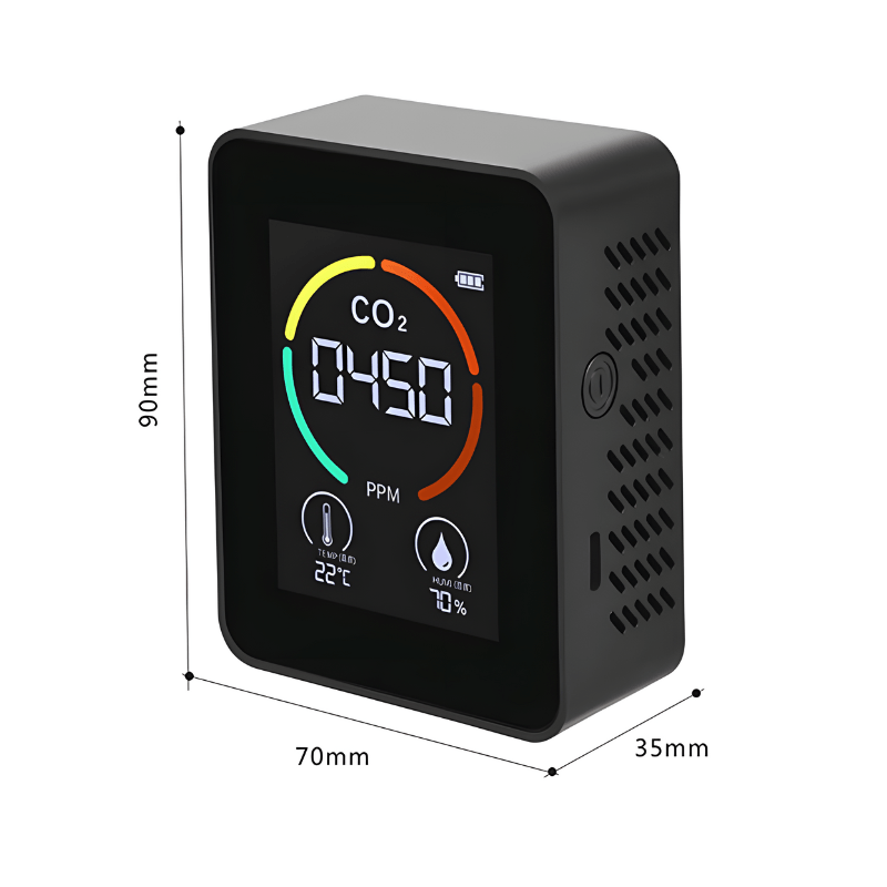 Casa si Gradina - Constructii - Scule electrice si accesorii - Aparate de masura - Aparat pentru masurarea calitatii aerului 3 in 1, detector CO2-dioxid de carbon, senzor temperatura si umiditate, Negru - Infinity.ro