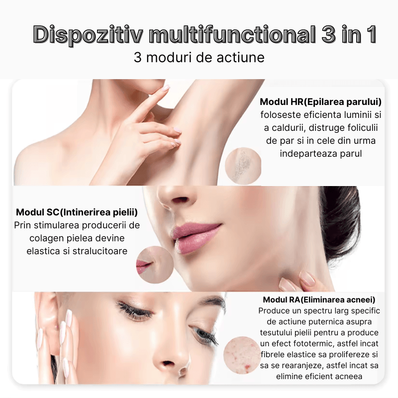 Ingrijire personala si Cosmetice - Aparate & accesorii ingrijire personala - Epilatoare si accesorii - Epilatoare - Epilator IPL MaGeCa, 9 trepte de intensitate, 999.999 impulsuri, 3 moduri de actionare, 2 capete incluse - Infinity.ro