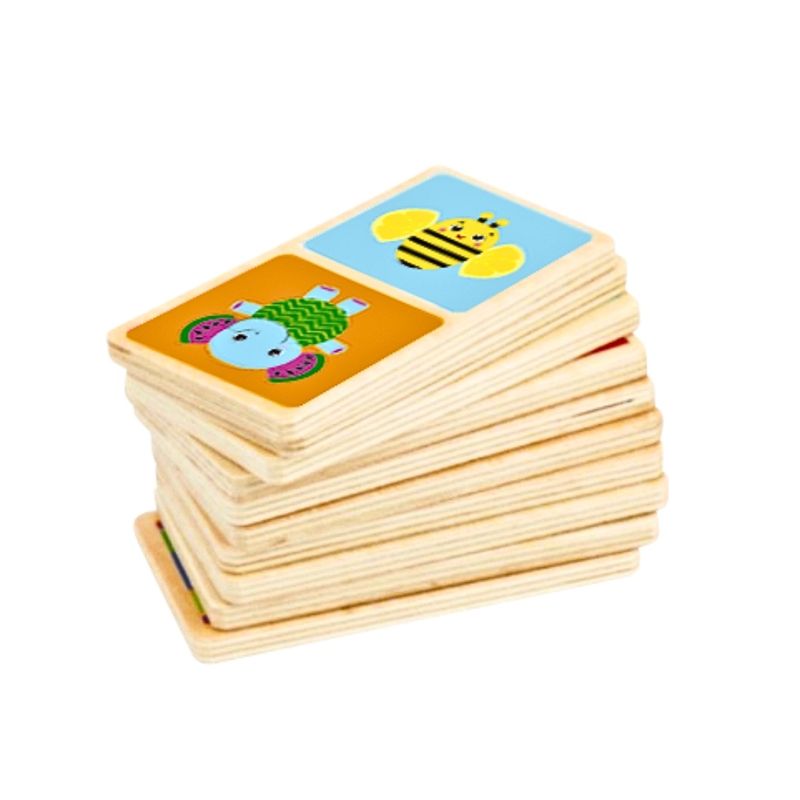 Jucarii, Copii si Bebe - Jucarii si jocuri - Jucarii bebelusi - Jucarii interactive bebelusi - Set domino 28 piese din lemn, Frootimals - Infinity.ro