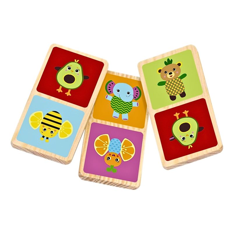 Jucarii, Copii si Bebe - Jucarii si jocuri - Jucarii bebelusi - Jucarii interactive bebelusi - Set domino 28 piese din lemn, Frootimals - Infinity.ro