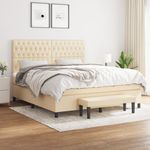 Casa si Gradina - Mobilier - Paturi si accesorii - Paturi - Pat continental cu saltea, crem, 180x200 cm, textil - Infinity.ro