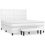 Casa si Gradina - Mobilier - Paturi si accesorii - Paturi - Pat box spring cu saltea, alb, 160x200 cm, piele ecologica - Infinity.ro