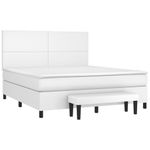 Casa si Gradina - Mobilier - Paturi si accesorii - Paturi - Pat box spring cu saltea, alb, 160x200 cm, piele ecologica - Infinity.ro